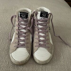 Sam Edelman Avon Hightop Platform Sneaker in Ivory & Pale Lilac